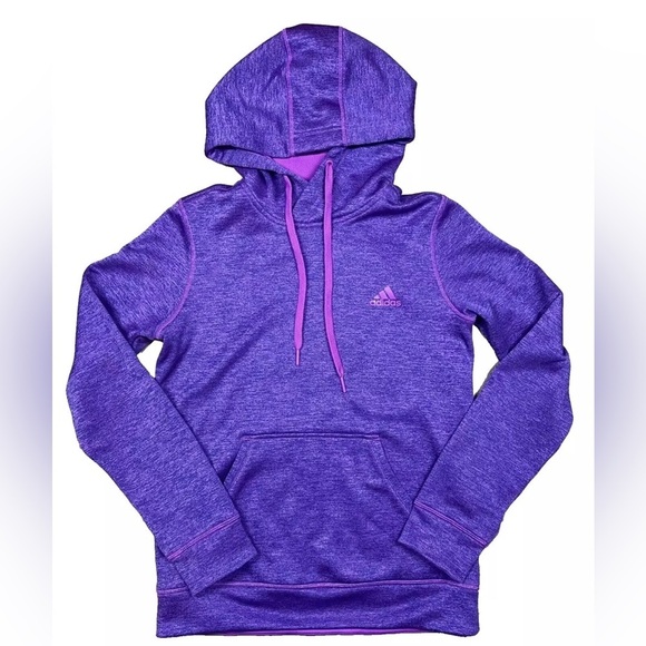 adidas Tops - Adidas Climawarm Hoodie Women’s Size XS Purple Pullover Sweater Thumb Holes VGUC
